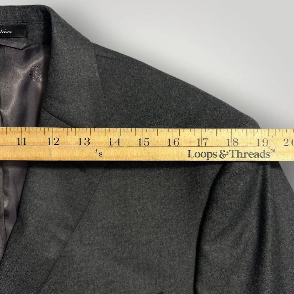 RALPH LAUREN Mens Blazer Sport Coat 2-Button Suit Jacket 44S Gray Fleece Wool
